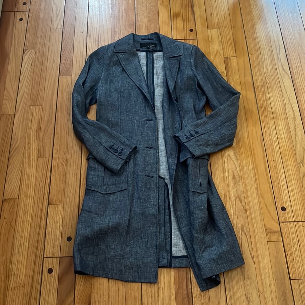 90s Style Vintage Hennes Blue Linen Jacket